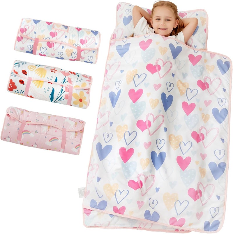 softan Toddler Nap Mat with Pillow and Blanket, Extra Large Rolled Napping Mats,Toddler Sleeping Bag for Daycare,Kids Sleeping Bags for Sleepover,Toddler Sleeping Bag Camping - Image 1